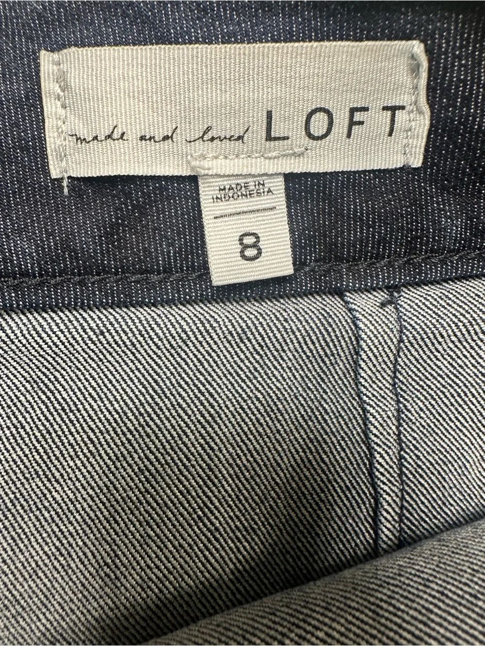 LOFT Dark Blue Denim Mini Skirt with Front Pockets